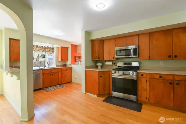 Spacious kitchen with room for extra hands.