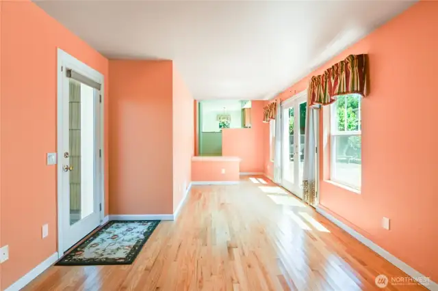 Left door leads to outside potential garden space and the right French doors lead to back deck.
