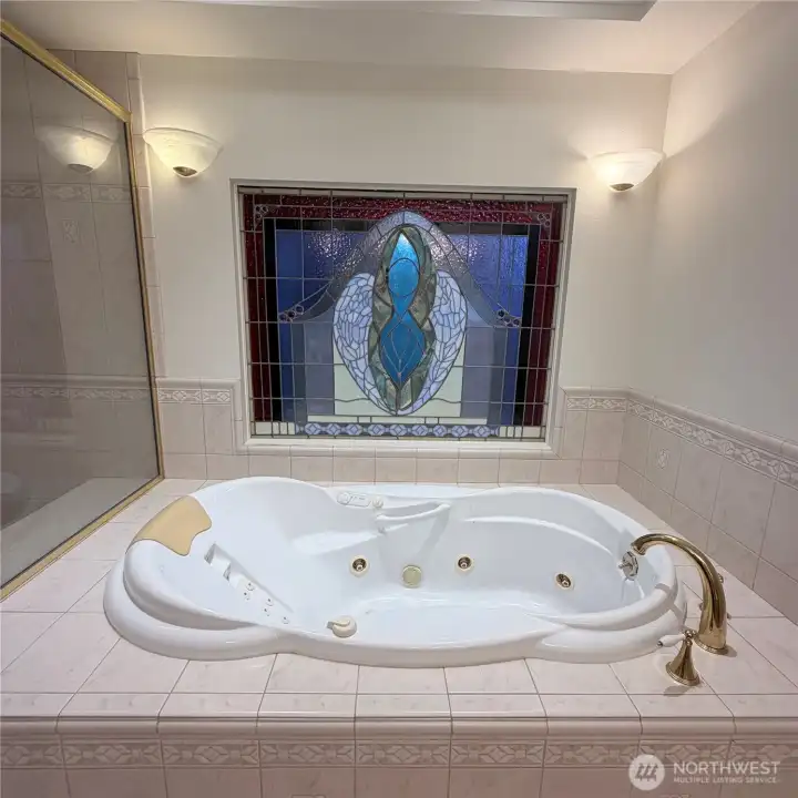 Custom made stained glass.