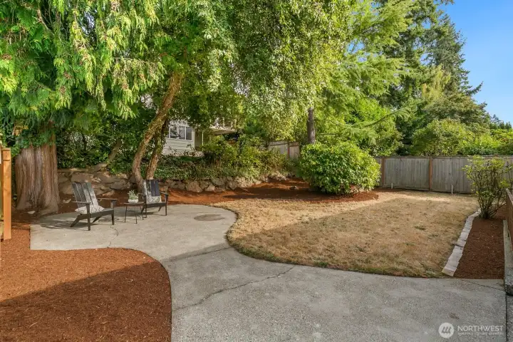 Patio is a great spot for a firepit.