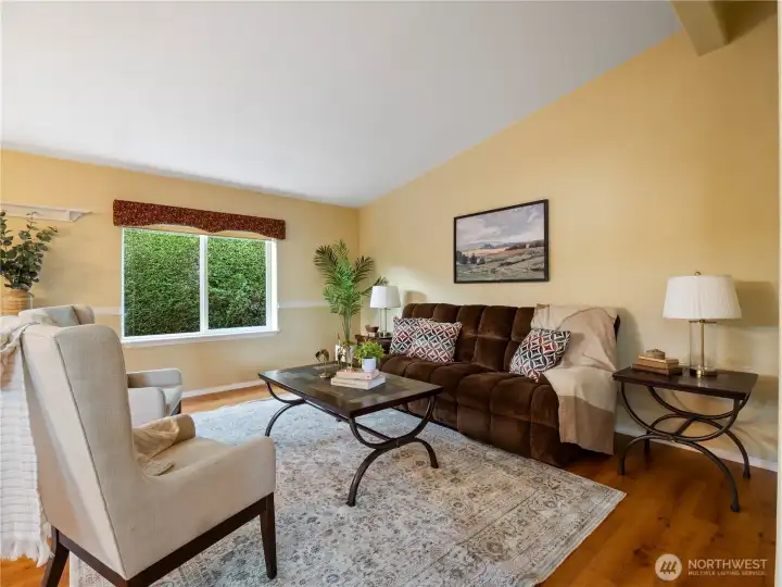 The spacious living room allows for many different ways to configure your furniture.