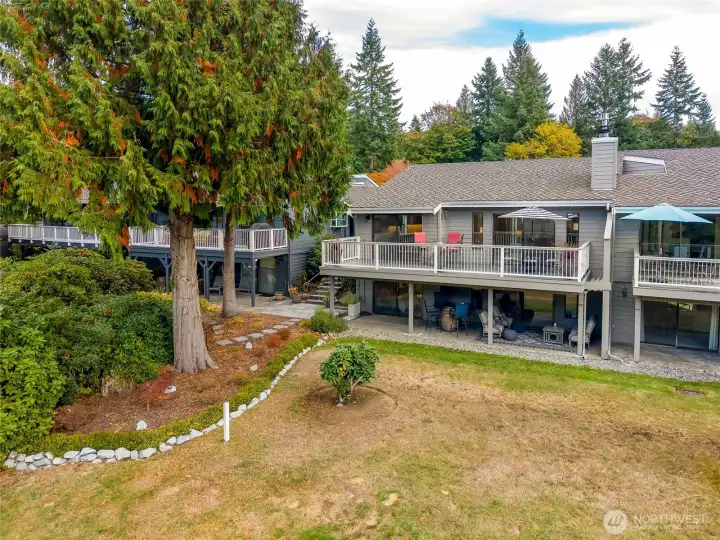 Drone shot looking back at the condo.