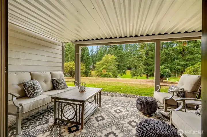Covered patio space.