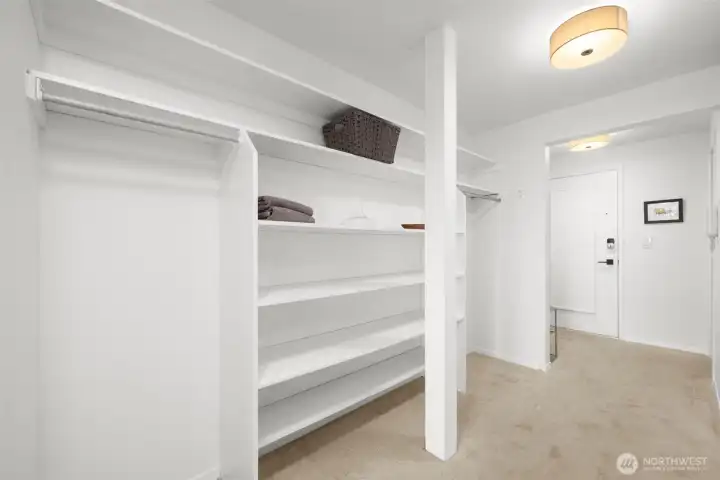 Thoughtfully designed built-in storage nooks offering stylish organization and versatile space with a custom feel.