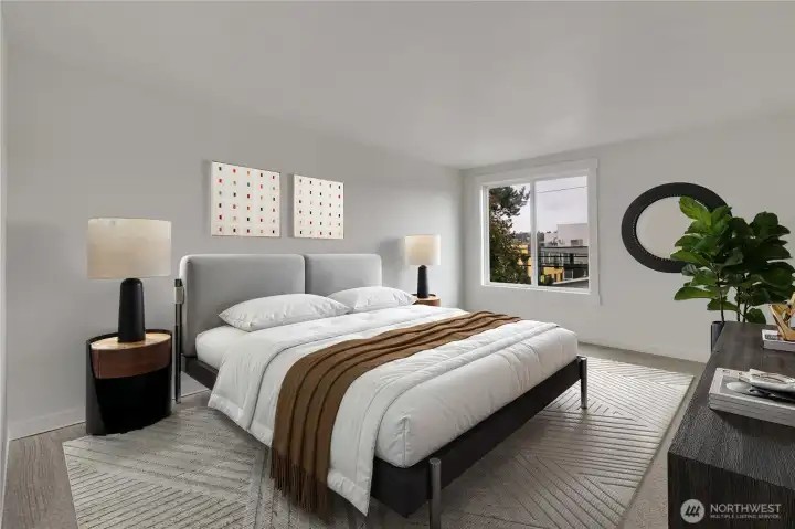 Primary bedroom virtually staged