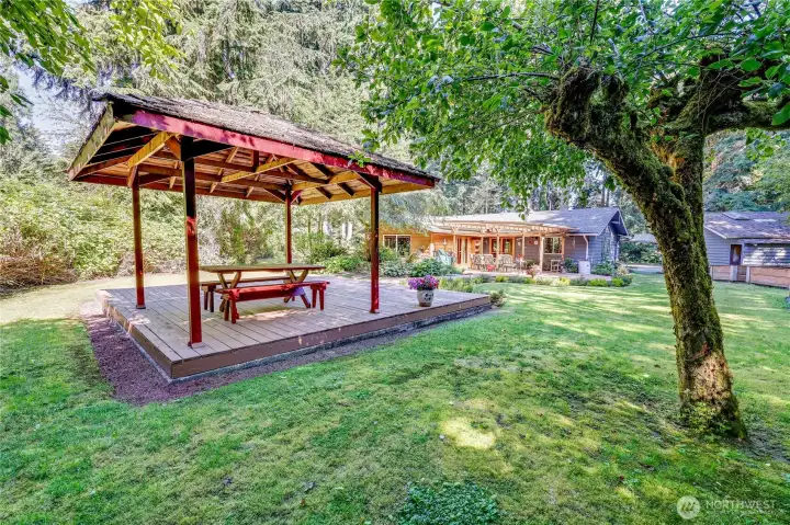 Looking from the gazebo back towards the house.
