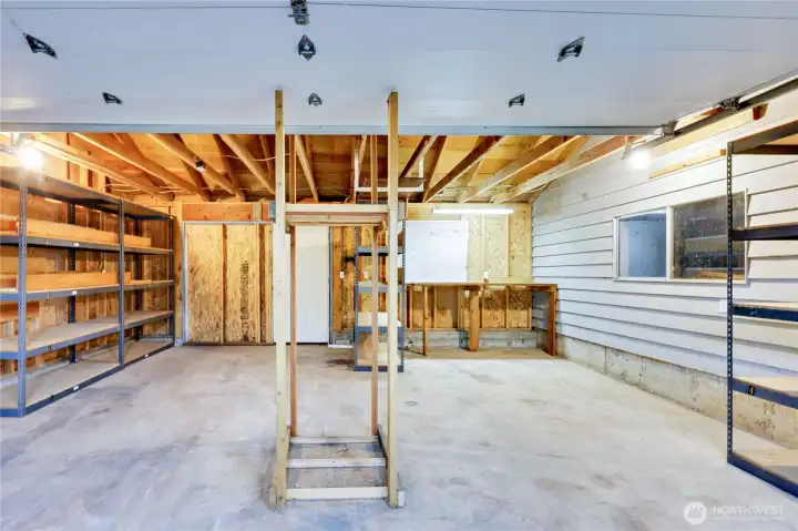 A view of the interior of the 2-car garage.