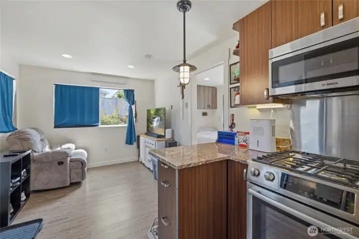 ADU kitchen and living room