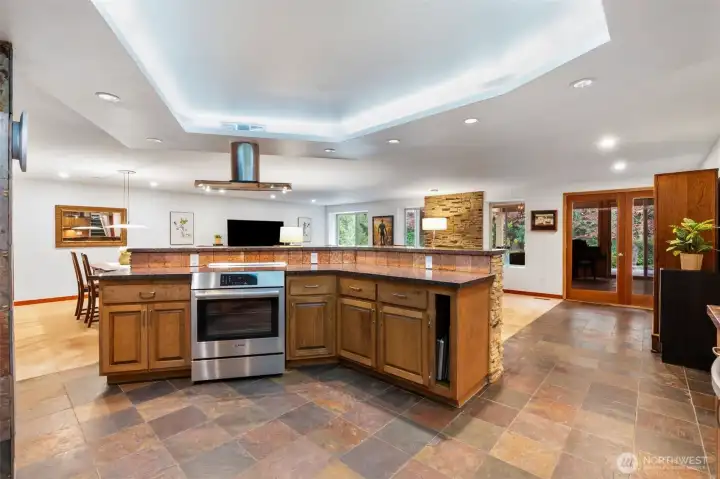 Island Kitchen with slate floors!