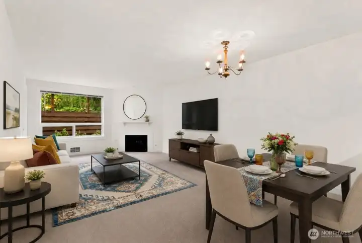 Virtually staged dining and living rooms with lots of wall area for art! Super private! Virtually staged dining and living rooms with lots of wall area for art! Super private!
