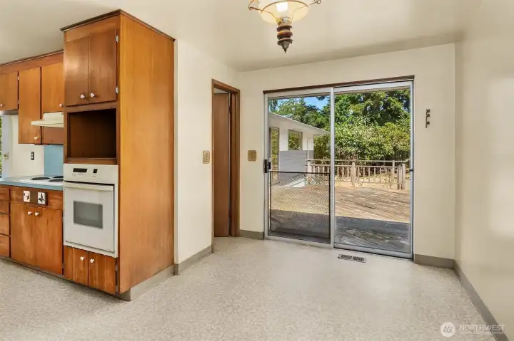Off Kitchen is Pantry. Once was 1/2 Half. Slider to Backyard and Deck