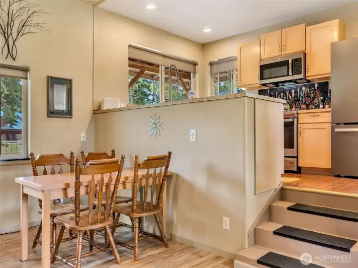Dining space perfectly positioned for family gatherings or guest accommodations. Dining space perfectly positioned for family gatherings or guest accommodations.
