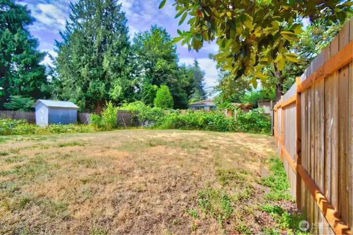 Large, flat back yard. Large, flat back yard.