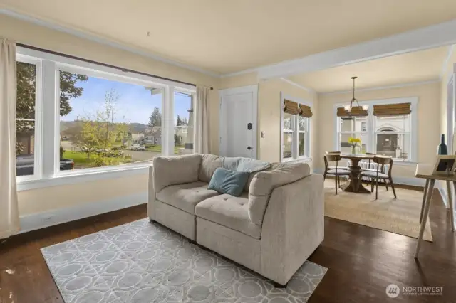 Classic hardwood floors throughout the home create character.