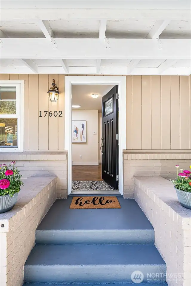Look at this cheery covered entrance!