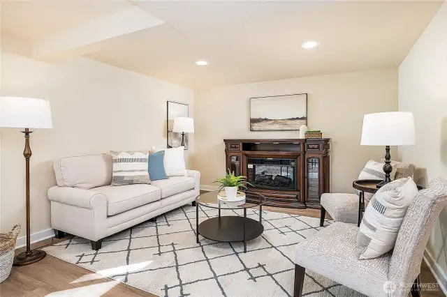 Cozy family room downstairs. Spacious with lots of light!