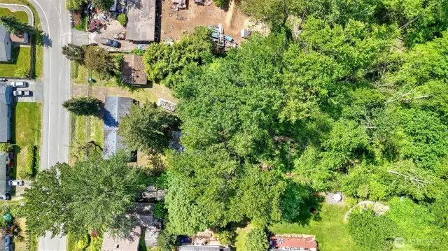 Aerial overlooking the top of the lot.