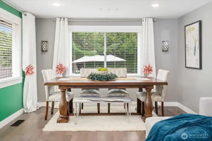 Entertaining is a breeze with this dining area with a view of your fabulous yard.