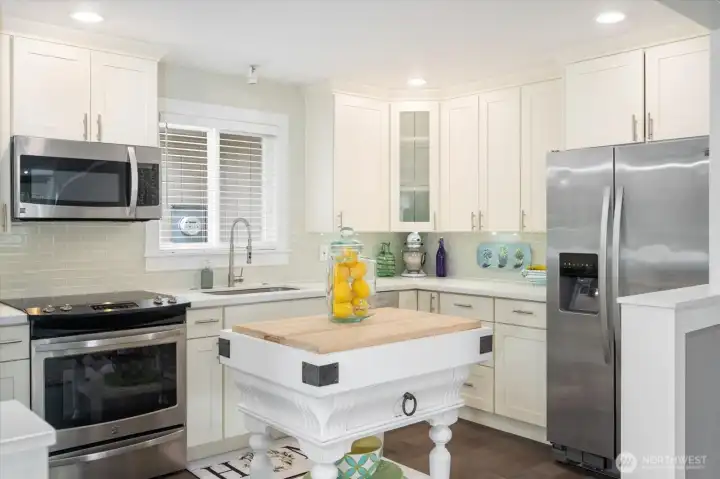 Your kitchen is light and bright, ready for your culinary creativity.