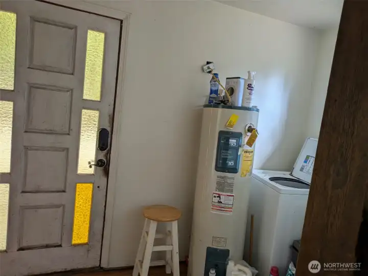 Laundry area and front door
