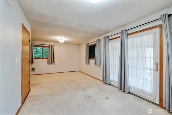 With french doors to covered deck