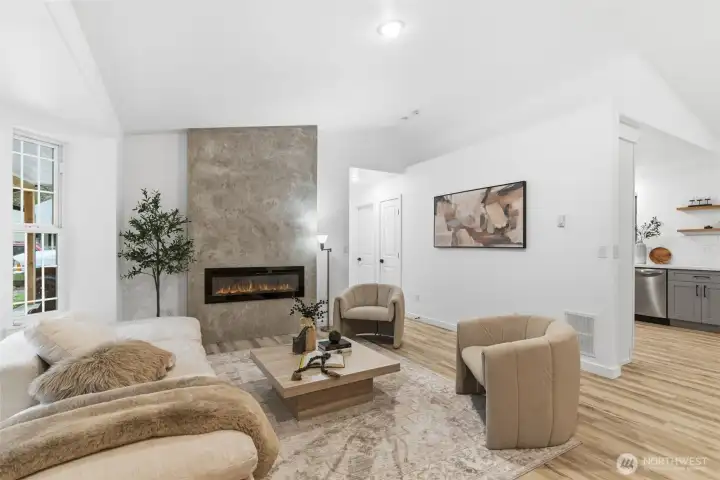 Vaulted ceilings and lots of natural light.