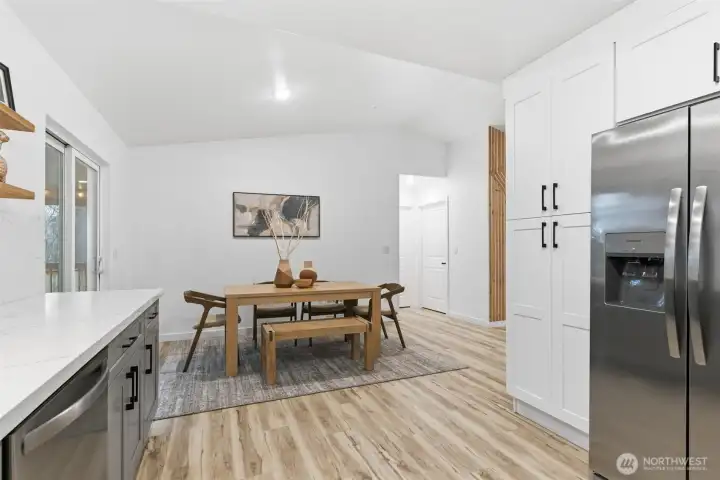 The dining area is open to the living room.