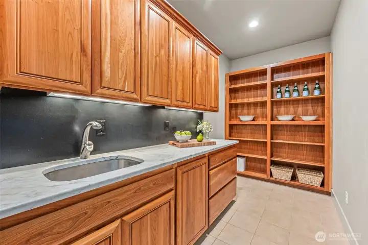 Butler's Prep Pantry Complete w/ Marble Slab, (not pictured) 2nd Refrigerator, Baker's Mixing Stand Lift Designed in the Cabinetry!