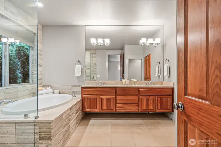 Undermount Lighting Continues on the Dual Sink Vanity!