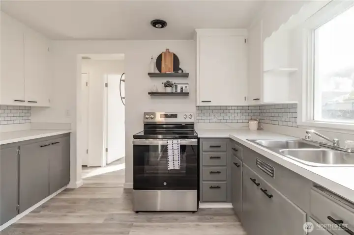 These cabinets are sturdy and painted to bring them to modern colors and updated with new hardware