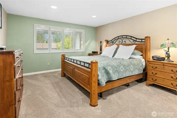 Primary suite easily accommodates King Size  furniture.