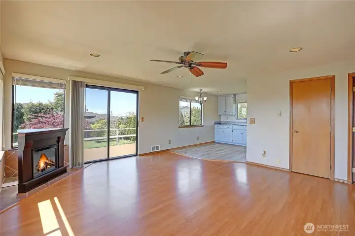 Open living concept connects the living room with the kitchen