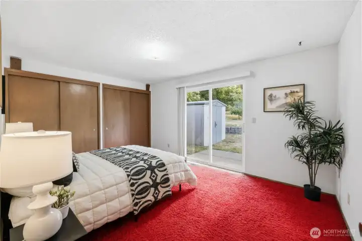 Primary with slider to Backyard