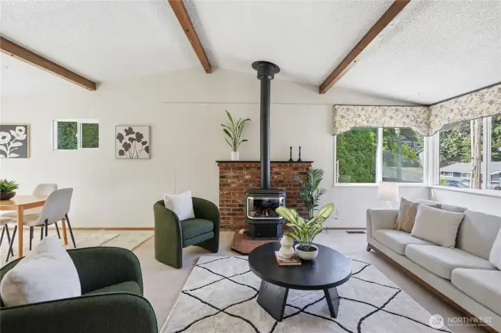 Vaulted Ceiling makes this space feel Large!