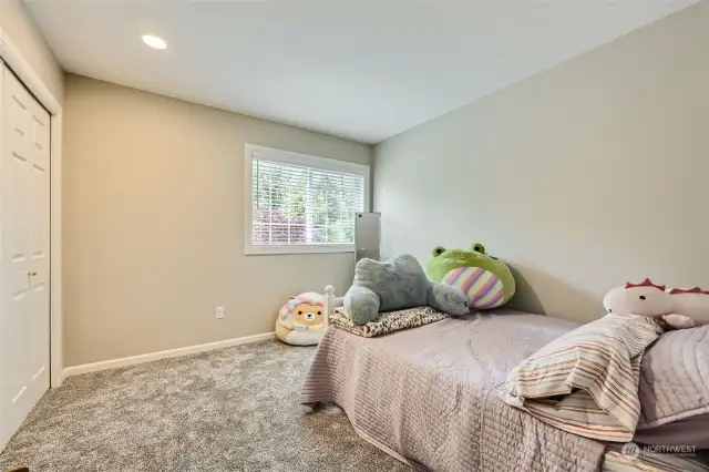 Light and cheery bedroom with fresh paint and new carpet