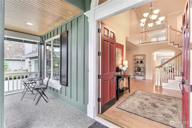 Covered front porch & grand French doors lead the way into this beautifully updated hom!e