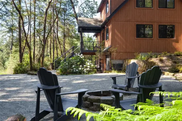 View of the front porch  from the firepit.