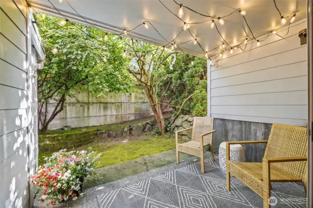 Private covered patio.