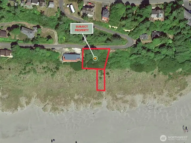 Overhead view with approximate boundaries in red.