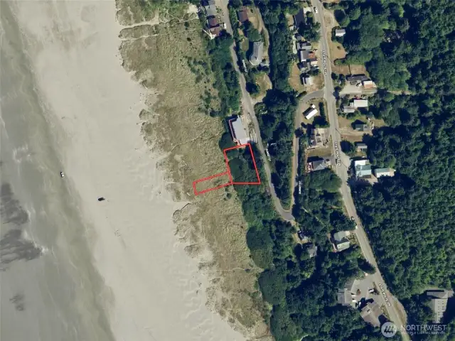 Overhead view with approximate boundaries in red.