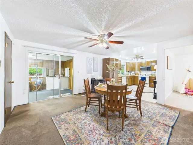 The Spacious dining room has room for a large table and many guests. This is where memories are made.