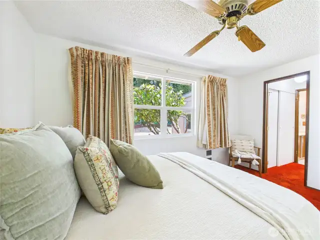The third bedroom also has a pass through closet space that leads to the bathroom..