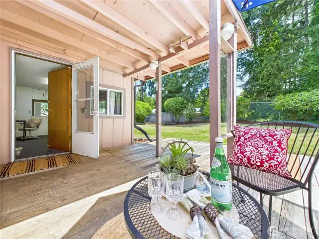 Enjoy a lemonade on the covered back deck on a hot summer's day or take advantage of outdoor living when the liquid sunshine is prevalent.