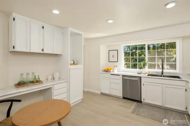 Beautiful new floors in the kitchen.