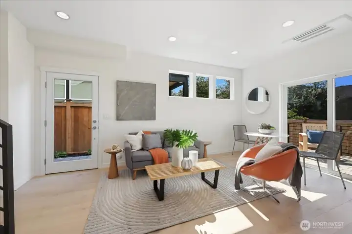 Living room with engineered hardwoods