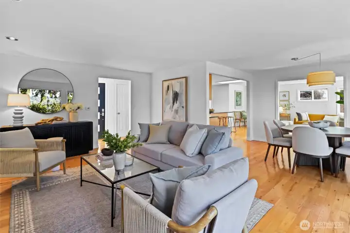 Front family room opens into dining area