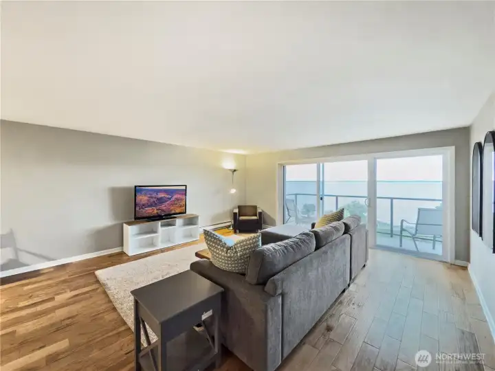 Another view of the outstanding view you'll have of Bellingham Bay. Look at those floors too!