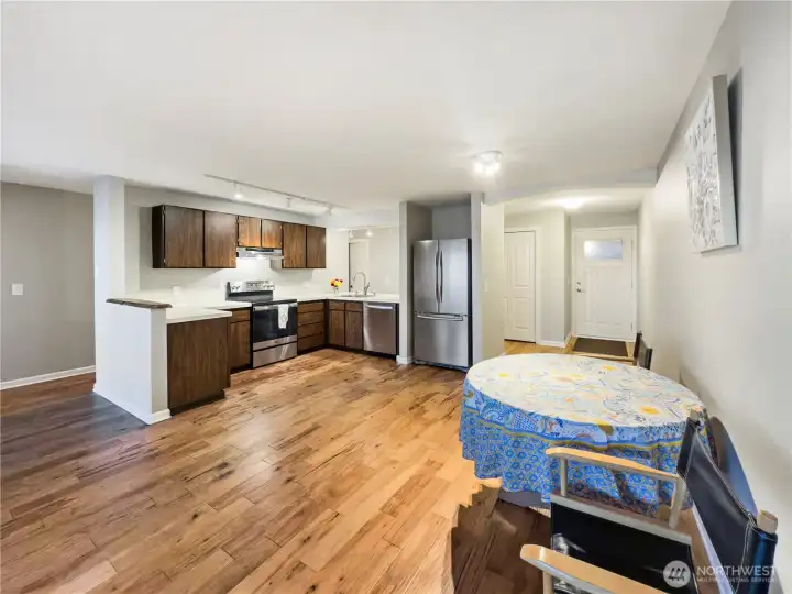 Another view of the kitchen from the living area.