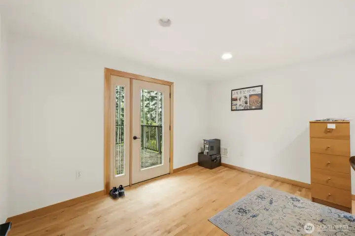 Step out to the Large Deck overlooking the Yard, Pastures, and Stream.