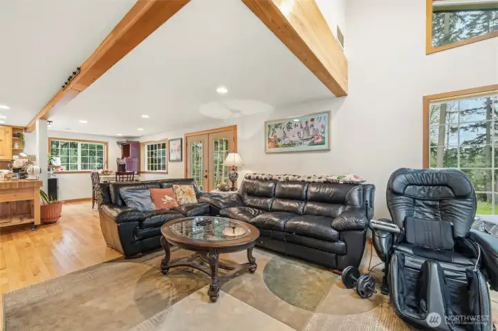 Living Room flows right into the Dining room.